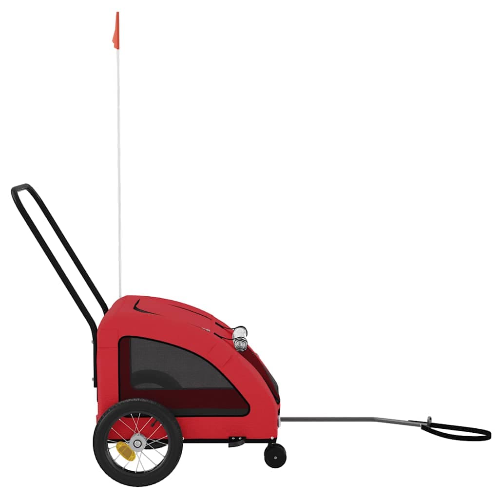 Rimorchio da Bici per Animali Rosso Oxford e Ferro — miniatura 5 di 12
