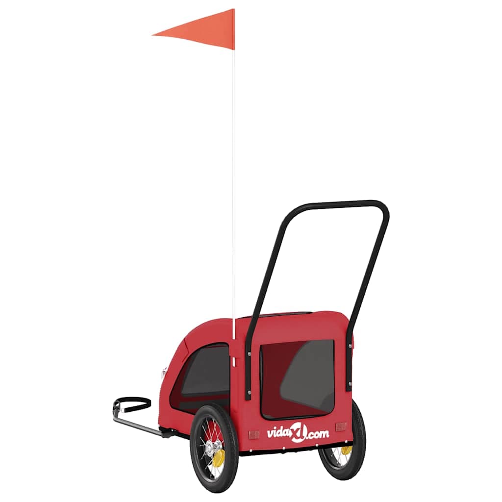 Rimorchio da Bici per Animali Rosso Oxford e Ferro — miniatura 7 di 12