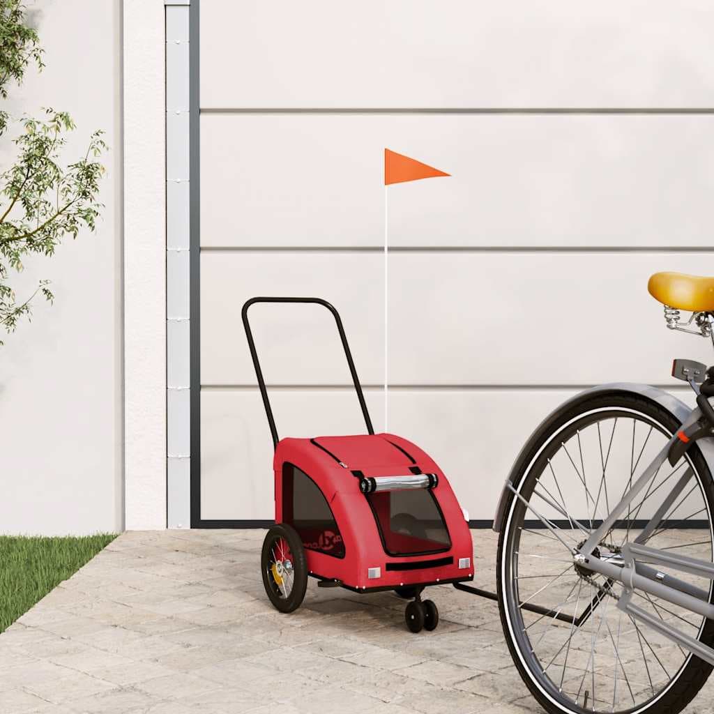 Rimorchio da Bici per Animali Rosso Oxford e Ferro — miniatura 1 di 12