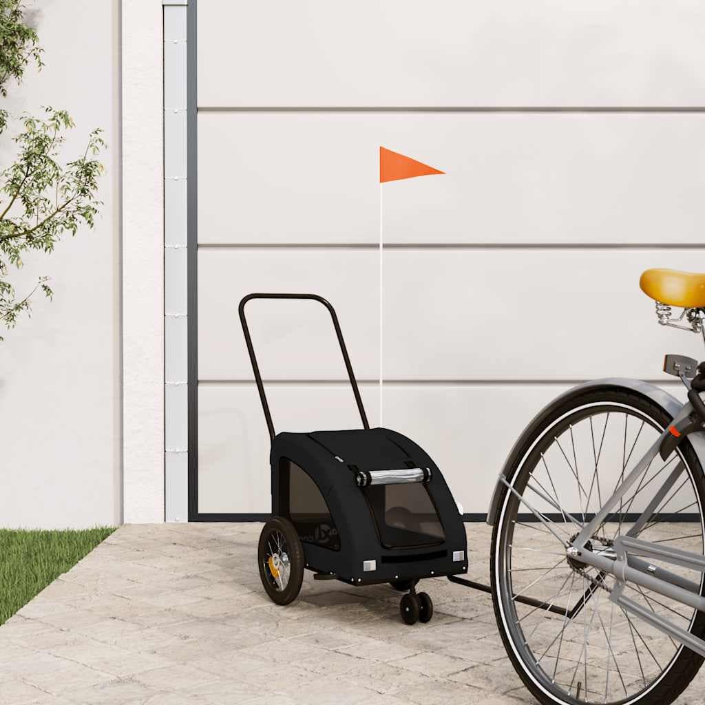 Rimorchio da Bici per Animali Nero Oxford e Ferro — miniatura 1 di 12