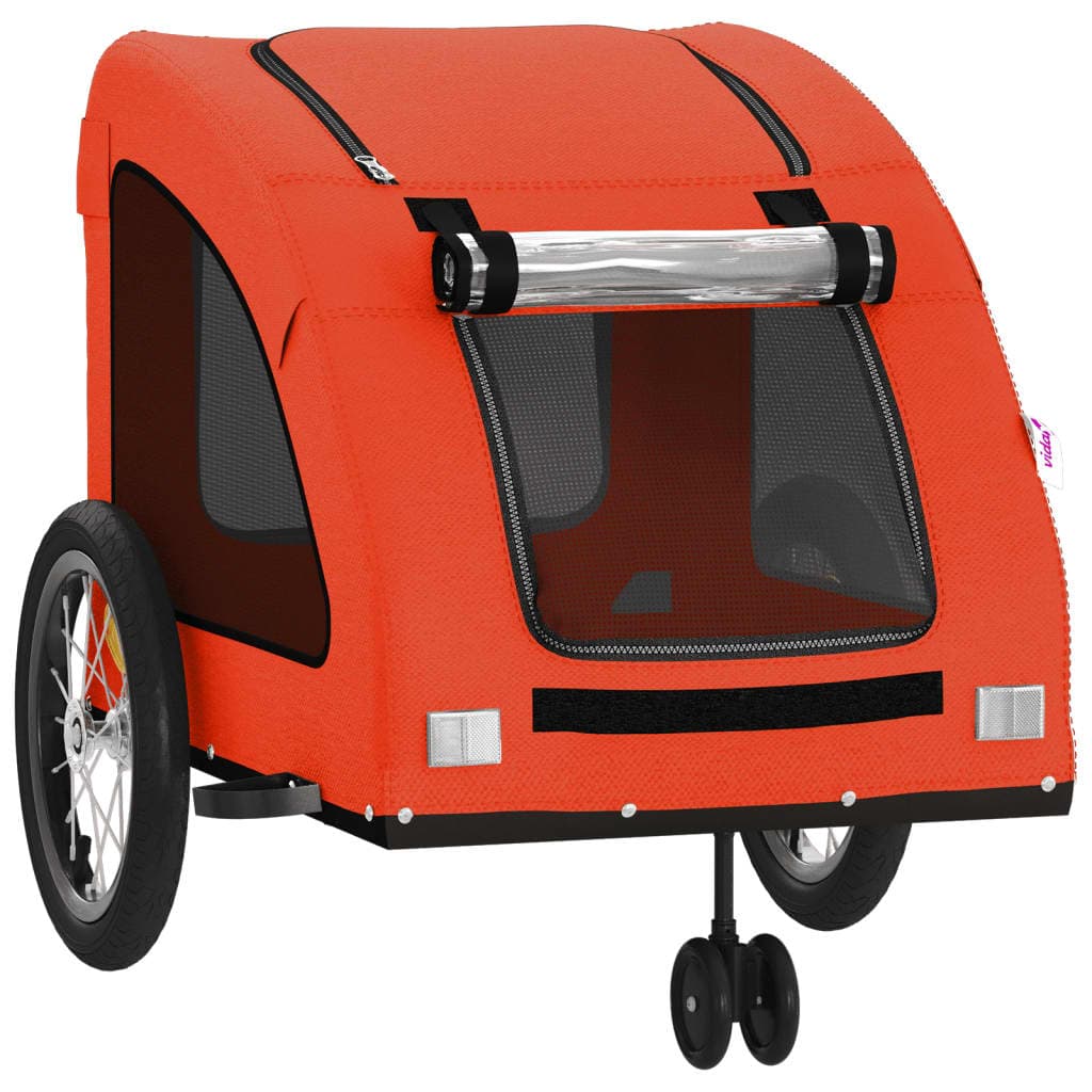 Rimorchio da Bici per Animali Arancione e Grigio Oxford e Ferro — miniatura 4 di 12