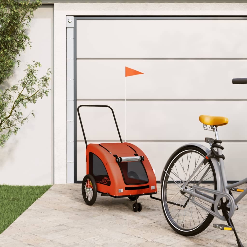 Rimorchio da Bici per Animali Arancione e Grigio Oxford e Ferro — miniatura 1 di 12