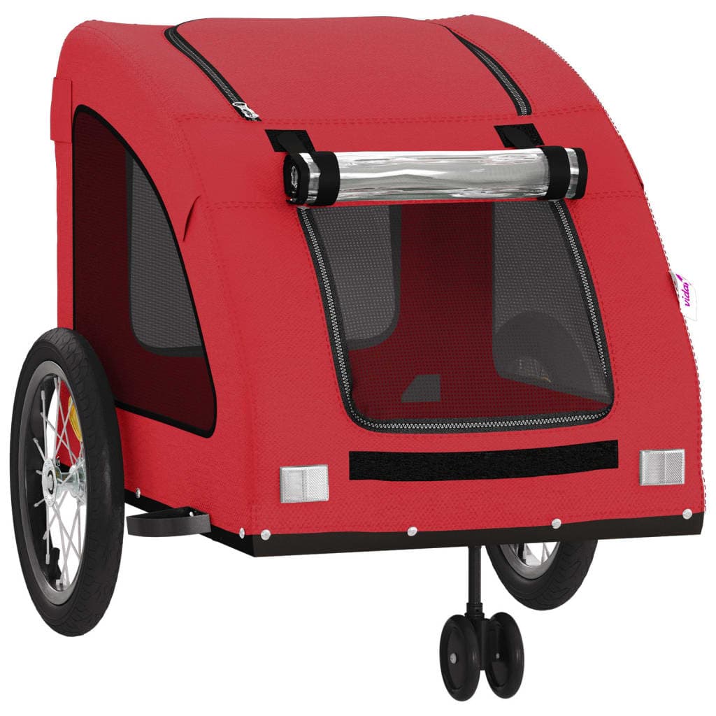 Rimorchio da Bici per Animali Rosso Oxford e Ferro — miniatura 4 di 12