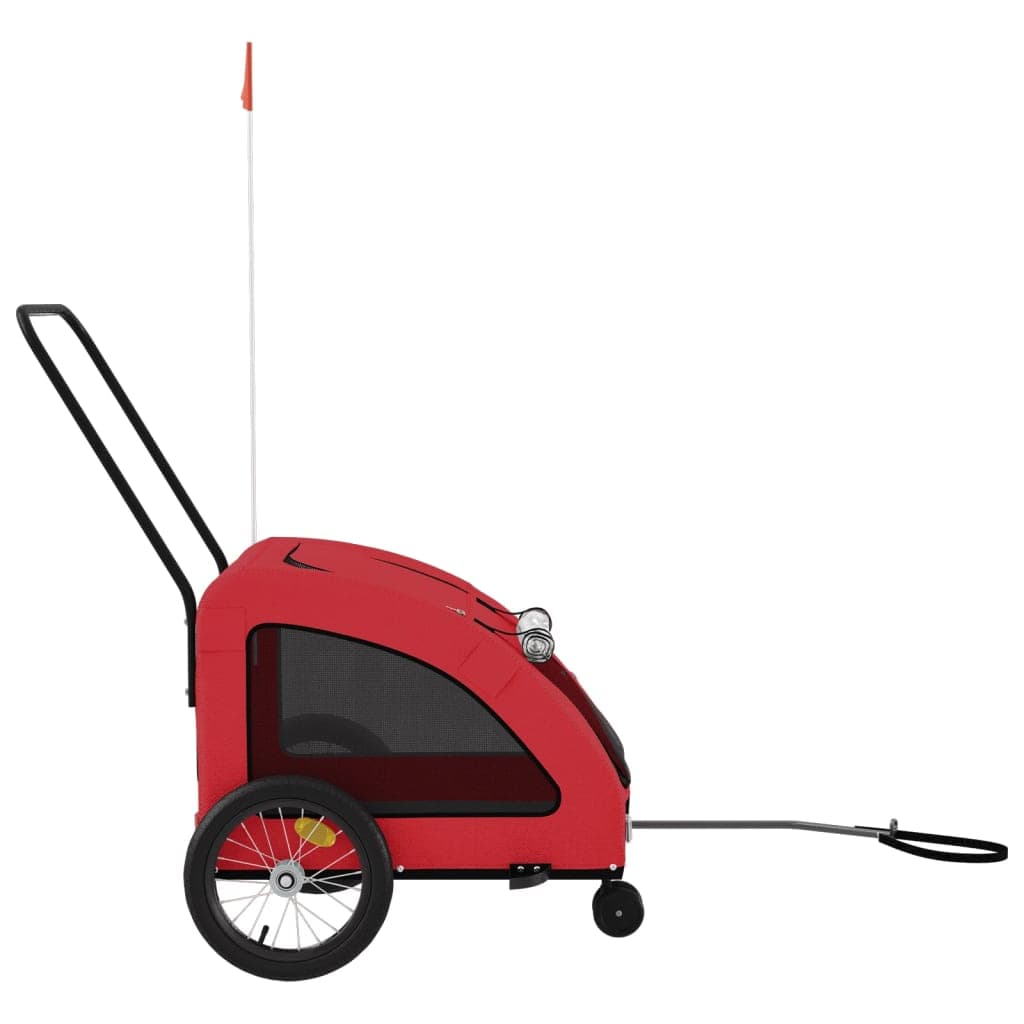 Rimorchio da Bici per Animali Rosso Oxford e Ferro — miniatura 5 di 12