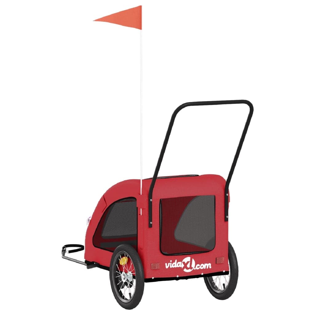 Rimorchio da Bici per Animali Rosso Oxford e Ferro — miniatura 7 di 12