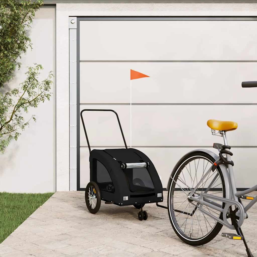 Rimorchio da Bici per Animali Nero Oxford e Ferro — miniatura 1 di 12