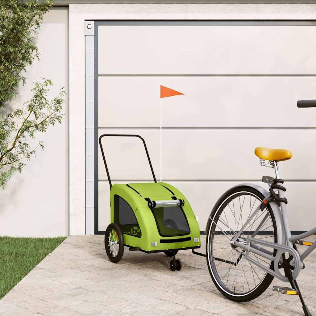 Rimorchio da Bici per Animali Verde Oxford e Ferro — miniatura 1 di 12