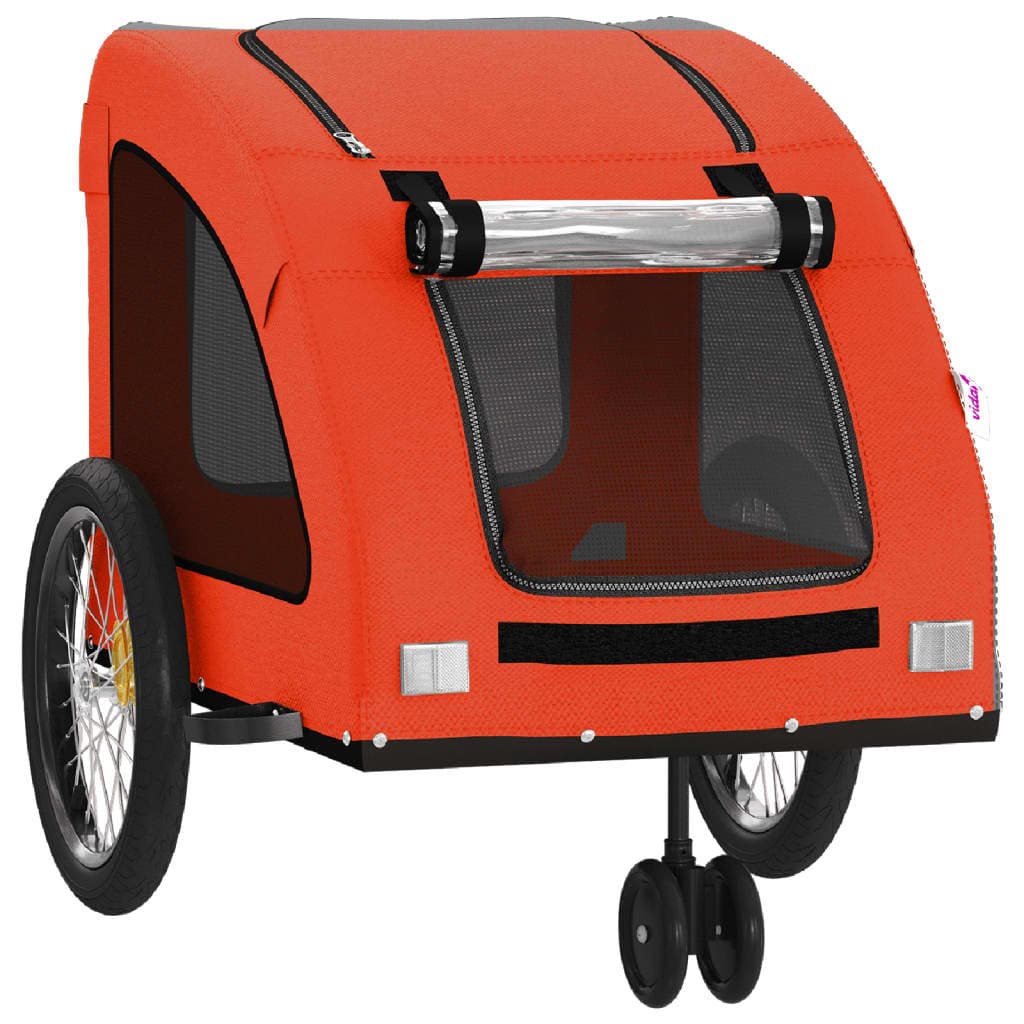 Rimorchio da Bici per Animali Arancione e Grigio Oxford e Ferro — miniatura 4 di 12