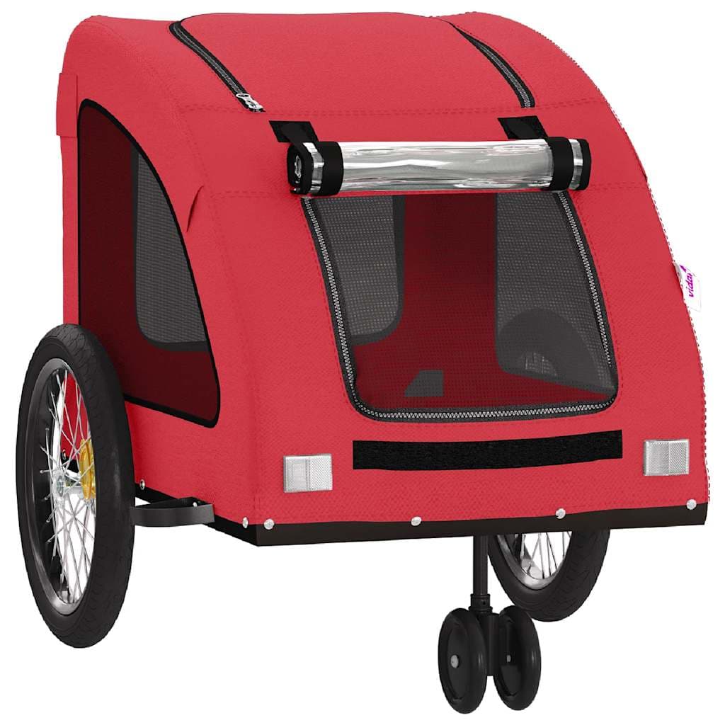 Rimorchio da Bici per Animali Rosso Oxford e Ferro — miniatura 4 di 12