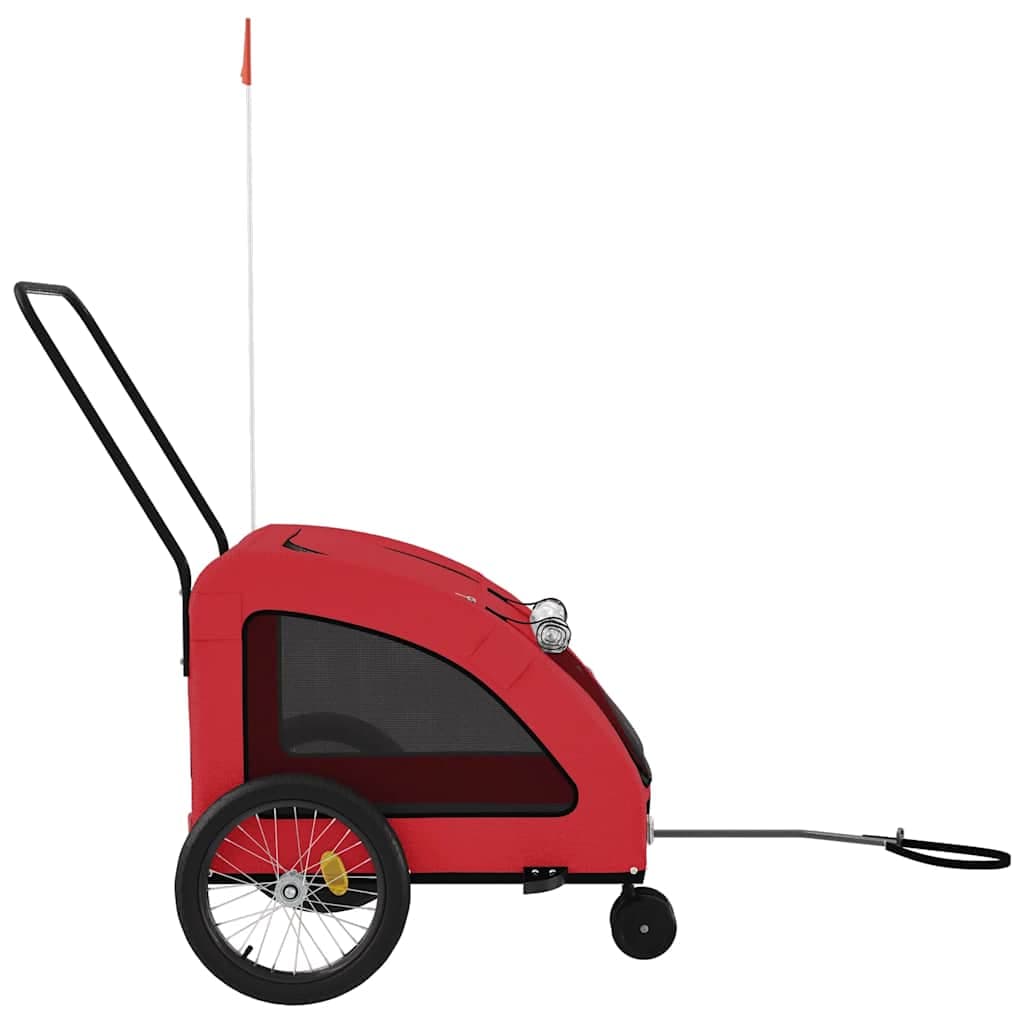 Rimorchio da Bici per Animali Rosso Oxford e Ferro — miniatura 5 di 12