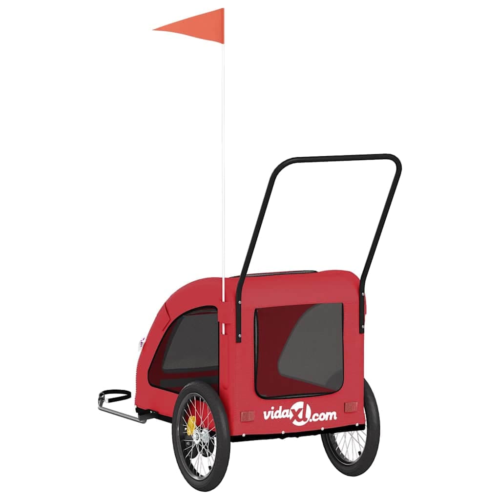 Rimorchio da Bici per Animali Rosso Oxford e Ferro — miniatura 7 di 12