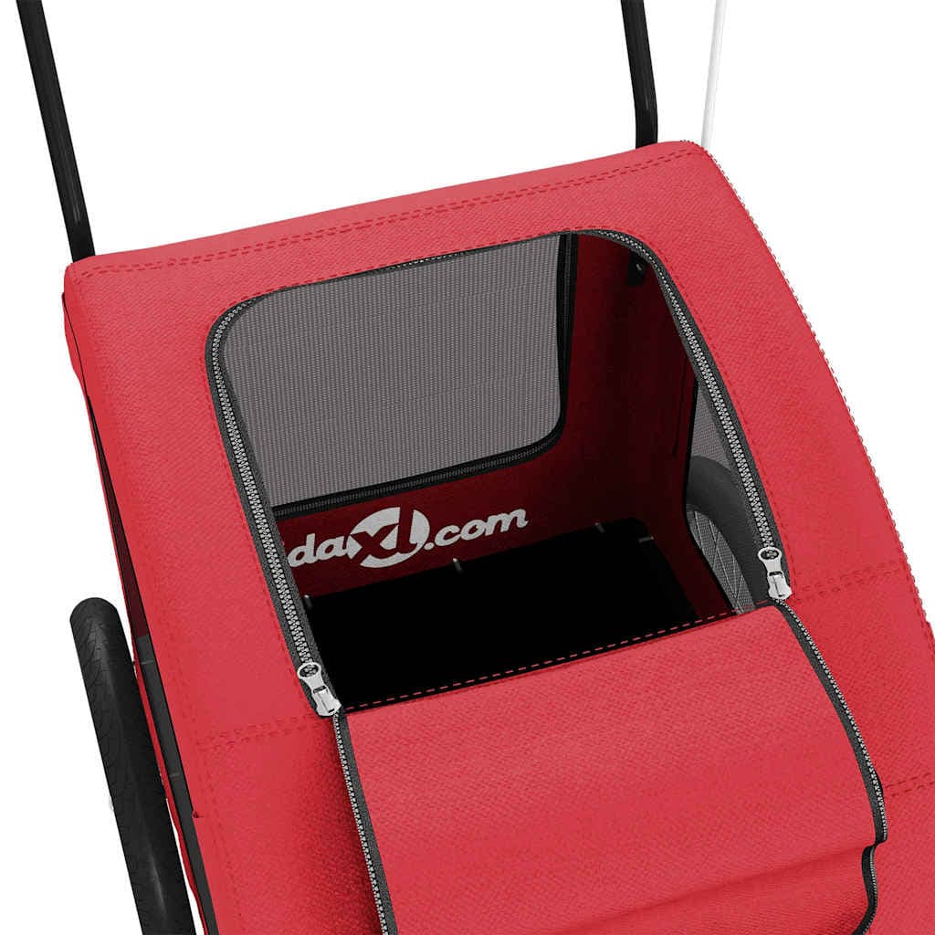 Rimorchio da Bici per Animali Rosso Oxford e Ferro — miniatura 9 di 12