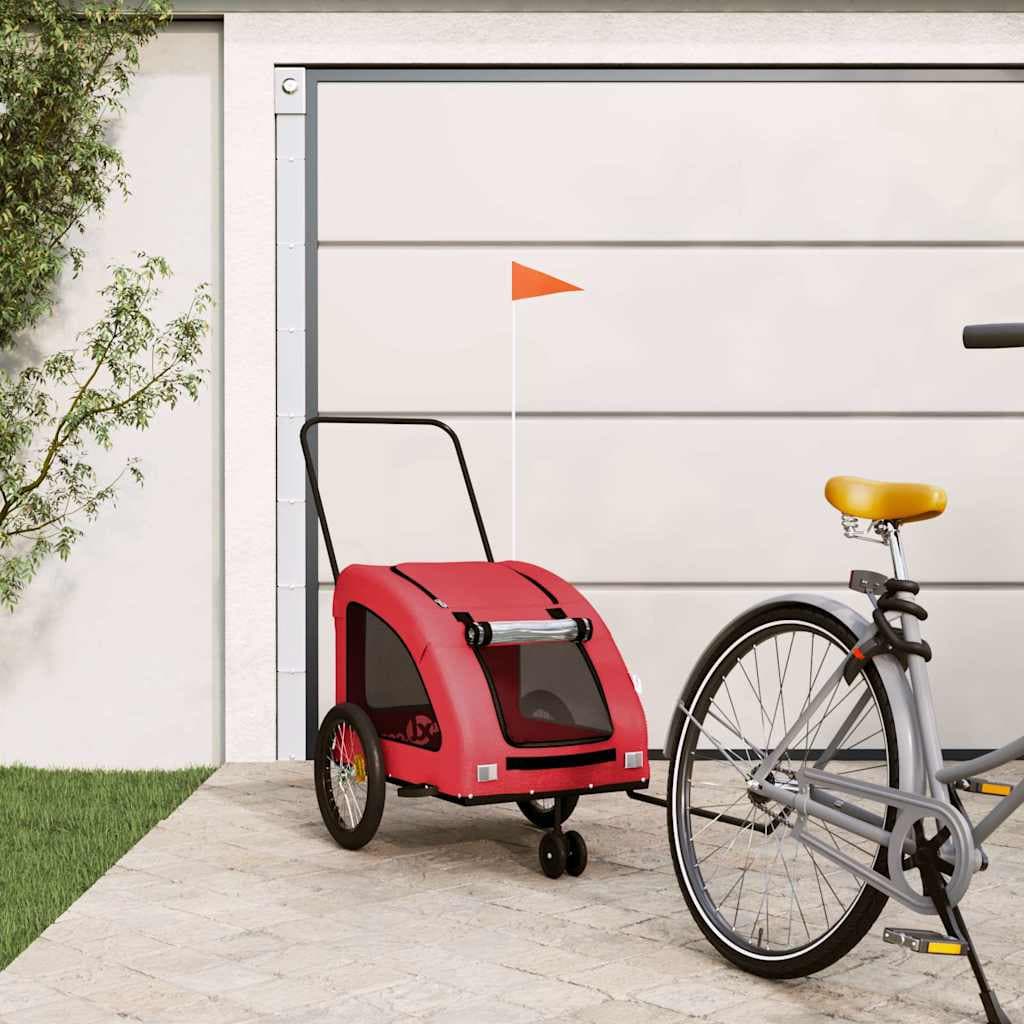 Rimorchio da Bici per Animali Rosso Oxford e Ferro — miniatura 1 di 12