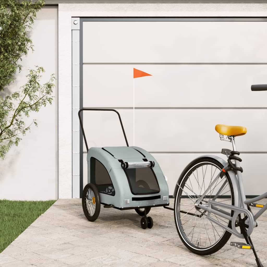 Rimorchio da Bici per Animali Grigio Oxford e Ferro — miniatura 1 di 12
