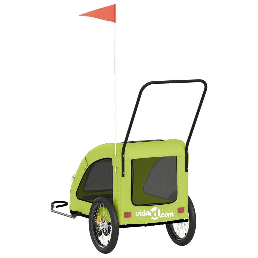 Rimorchio da Bici per Animali Verde Oxford e Ferro — miniatura 7 di 12