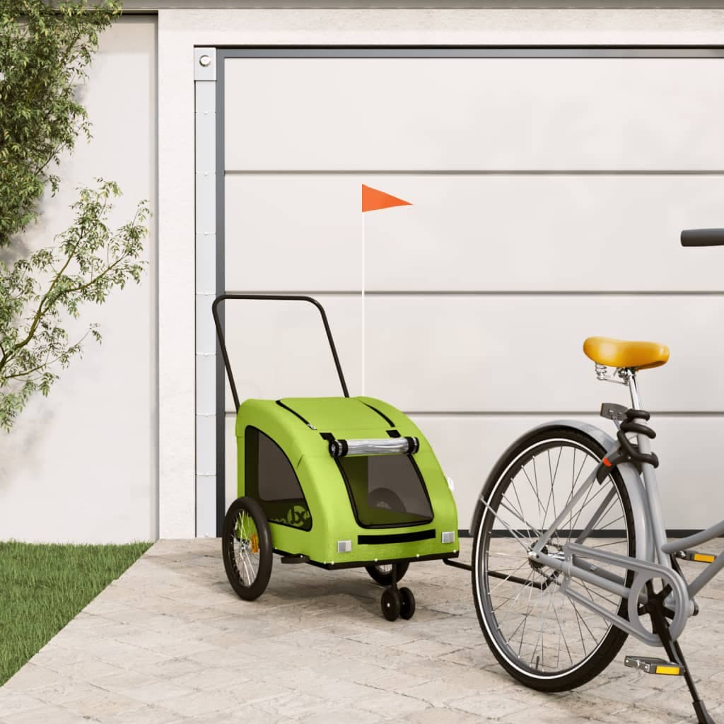 Rimorchio da Bici per Animali Verde Oxford e Ferro — miniatura 1 di 12