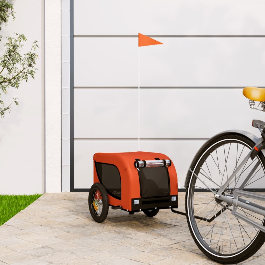 Rimorchio da Bici per Animali Arancione e Nero Oxford e Ferro — miniatura 1 di 10