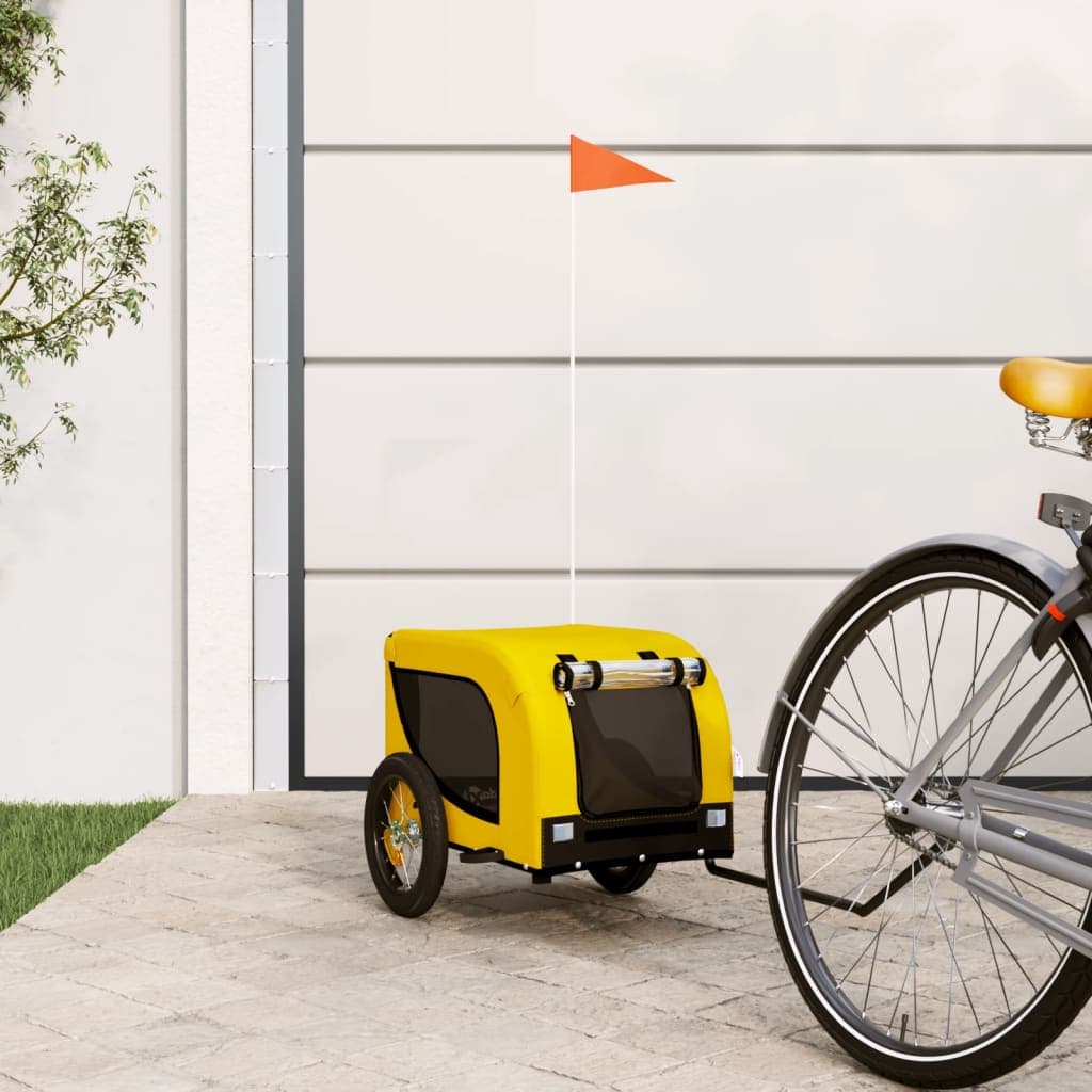 Rimorchio da Bici per Animali Giallo e Nero Oxford e Ferro — miniatura 1 di 9