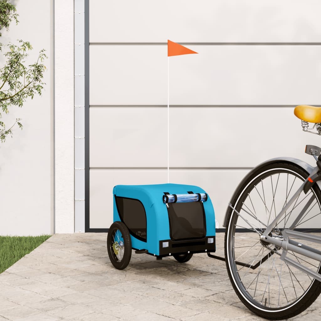 Rimorchio da Bici per Animali Blu e Nero Oxford e Ferro — miniatura 1 di 10