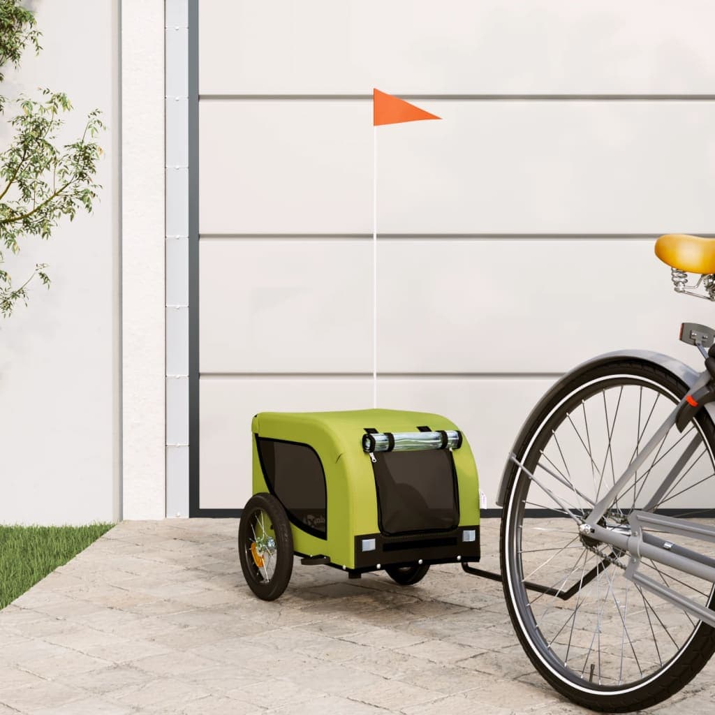 Rimorchio da Bici per Animali Verde e Nero Oxford e Ferro — miniatura 1 di 10