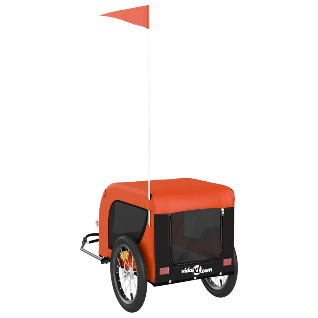 Rimorchio da Bici per Animali Arancione e Nero Oxford e Ferro — miniatura 6 di 10