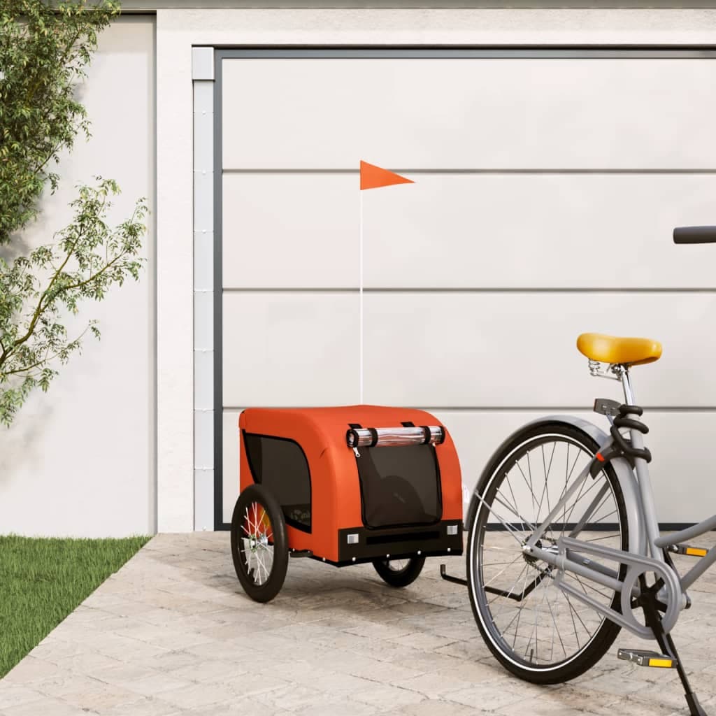 Rimorchio da Bici per Animali Arancione e Nero Oxford e Ferro — miniatura 1 di 10