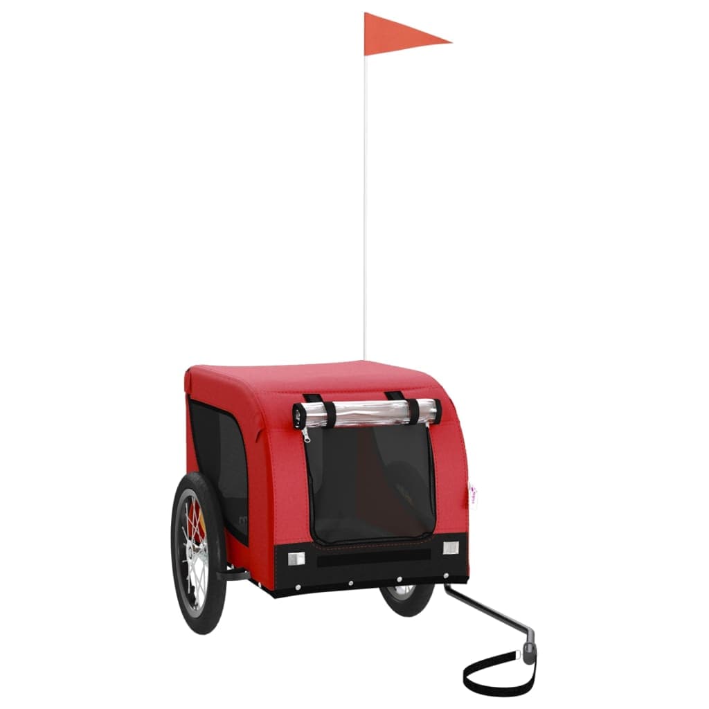 Rimorchio da Bici per Animali Rosso e Nero Oxford e Ferro — miniatura 2 di 10