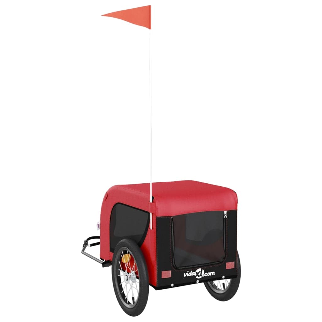 Rimorchio da Bici per Animali Rosso e Nero Oxford e Ferro — miniatura 6 di 10