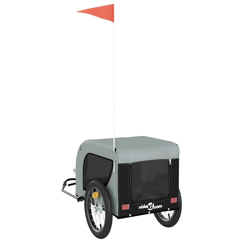 Rimorchio da Bici per Animali Grigio e Nero Oxford e Ferro — miniatura 6 di 10