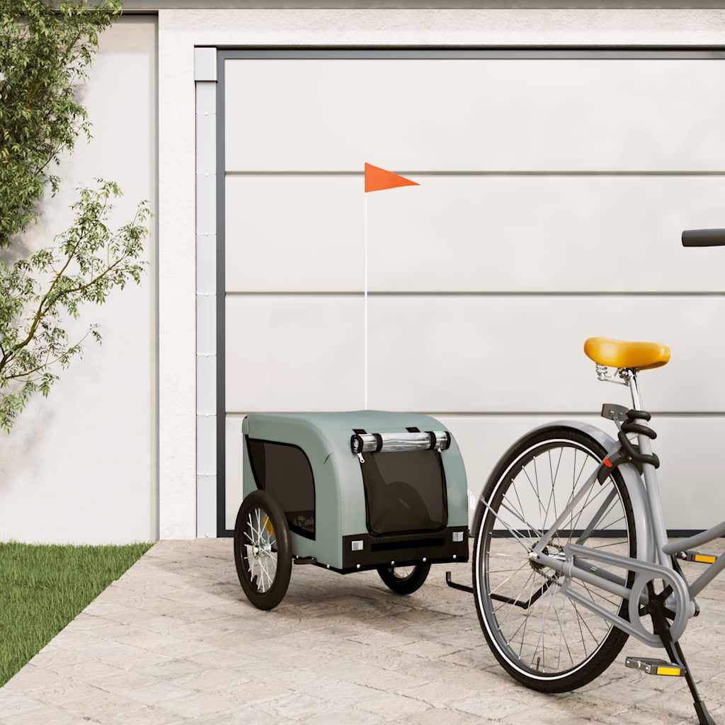 Rimorchio da Bici per Animali Grigio e Nero Oxford e Ferro — miniatura 1 di 10