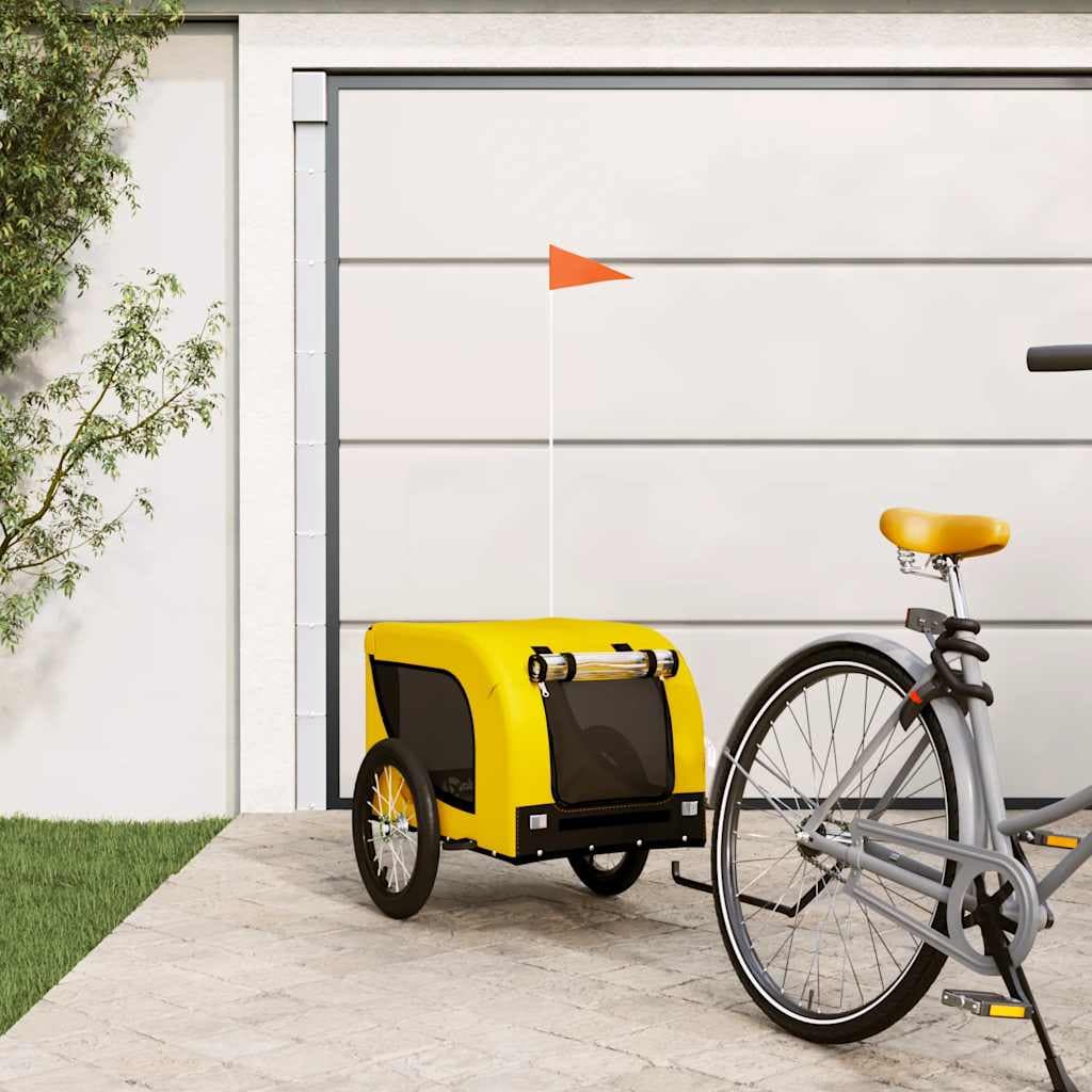 Rimorchio da Bici per Animali Giallo e Nero Oxford e Ferro — miniatura 1 di 10