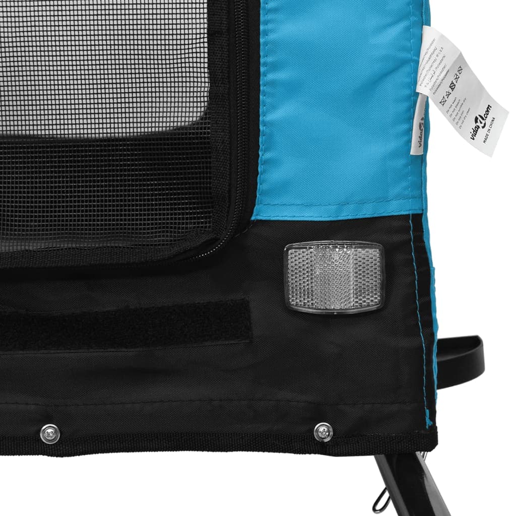 Rimorchio da Bici per Animali Blu e Nero Oxford e Ferro — miniatura 6 di 8
