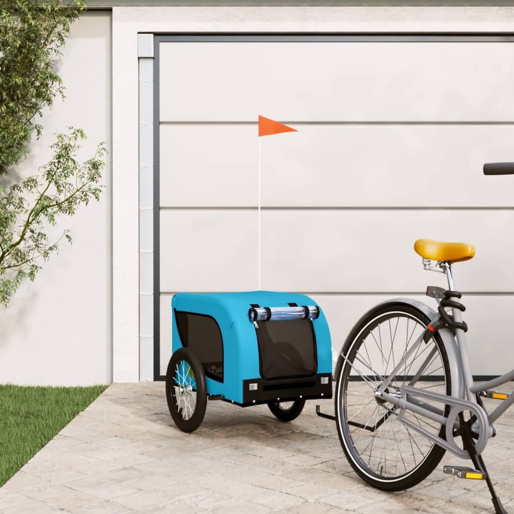 Rimorchio da Bici per Animali Blu e Nero Oxford e Ferro — miniatura 1 di 8