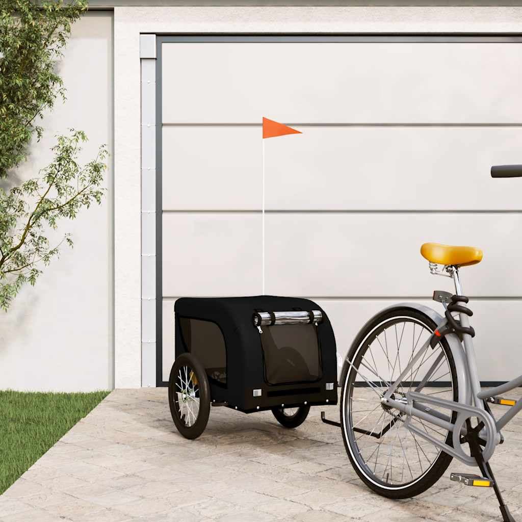 Rimorchio da Bici per Animali Nero Oxford e Ferro — miniatura 1 di 10
