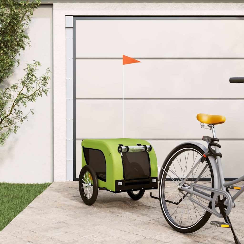 Rimorchio da Bici per Animali Verde e Nero Oxford e Ferro — miniatura 1 di 10