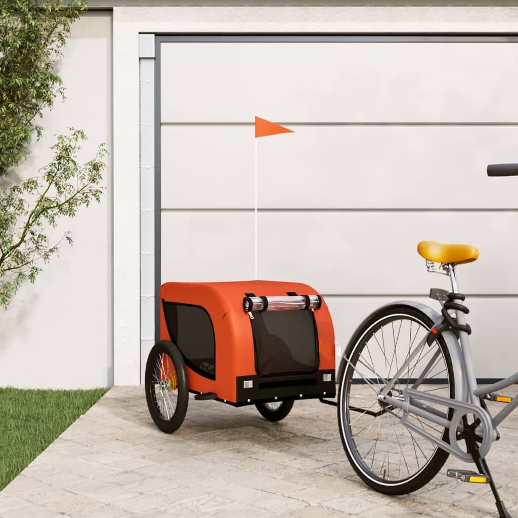 Rimorchio da Bici per Animali Arancione e Nero Oxford e Ferro — miniatura 1 di 10