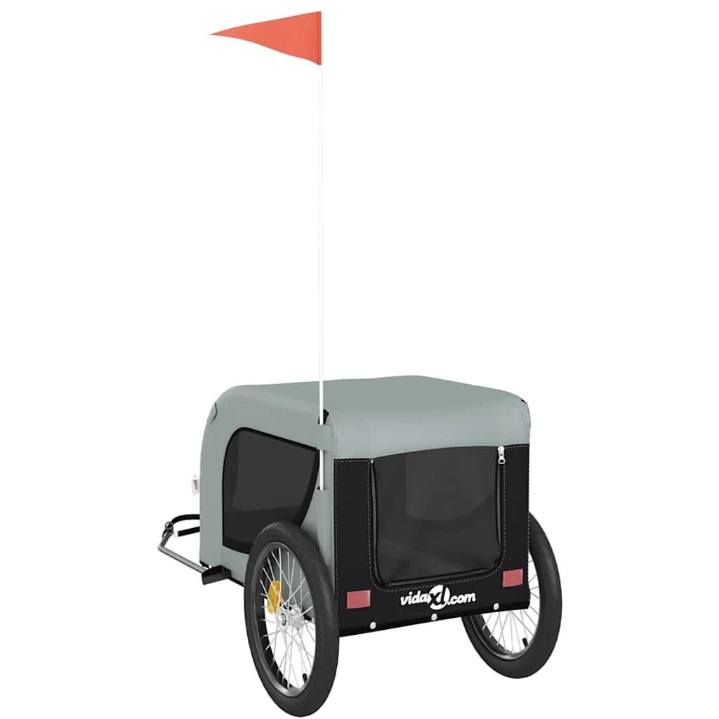Rimorchio da Bici per Animali Grigio e Nero Oxford e Ferro — miniatura 6 di 10