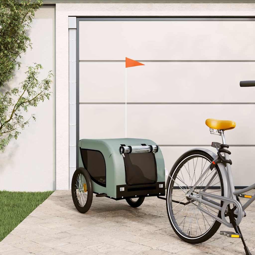 Rimorchio da Bici per Animali Grigio e Nero Oxford e Ferro — miniatura 1 di 10