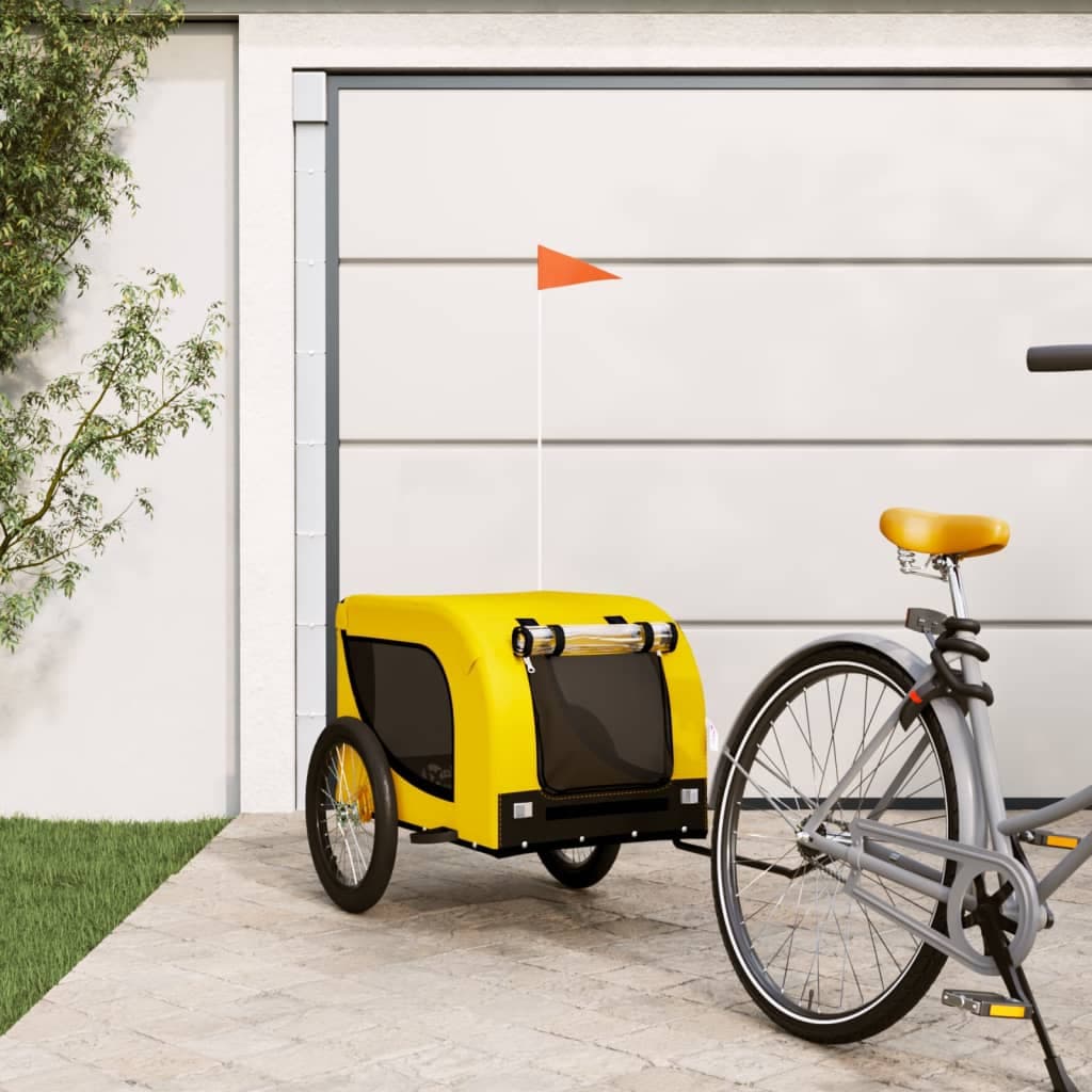 Rimorchio da Bici per Animali Giallo e Nero Oxford e Ferro — miniatura 1 di 10