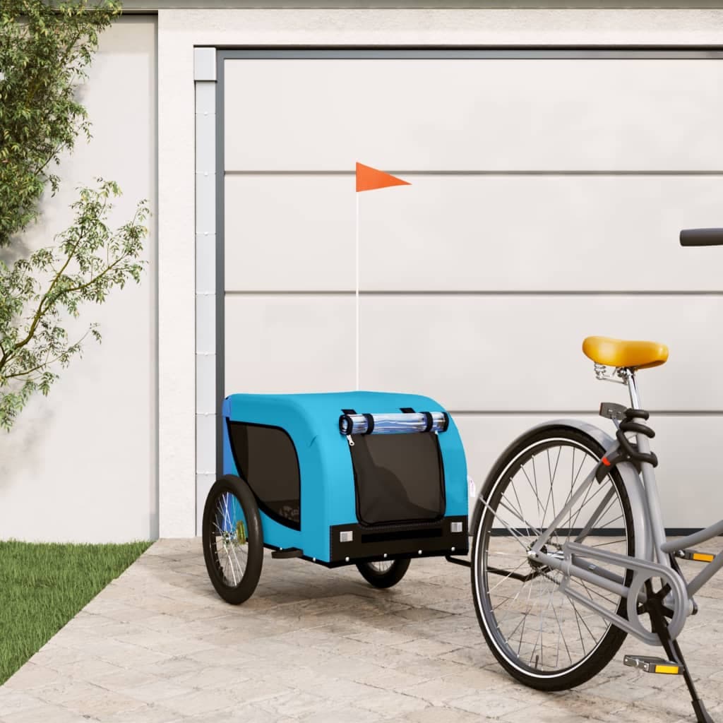 Rimorchio da Bici per Animali Blu e Nero Oxford e Ferro — miniatura 1 di 10
