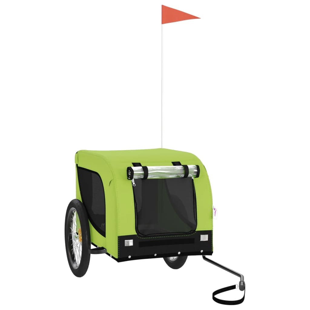 Rimorchio da Bici per Animali Verde e Nero Oxford e Ferro — miniatura 2 di 10