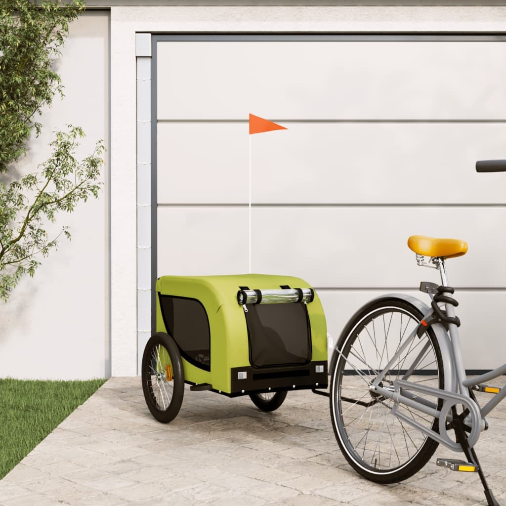 Rimorchio da Bici per Animali Verde e Nero Oxford e Ferro — miniatura 1 di 10