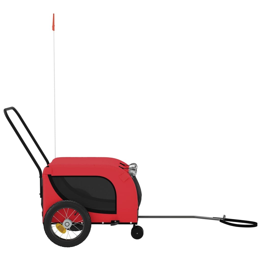 Rimorchio da Bici per Animali Rosso e Nero Oxford e Ferro — miniatura 4 di 10