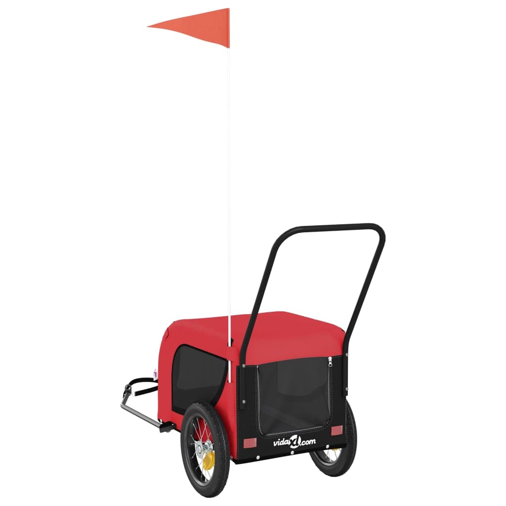 Rimorchio da Bici per Animali Rosso e Nero Oxford e Ferro — miniatura 6 di 10