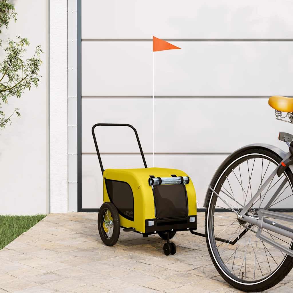 Rimorchio da Bici per Animali Giallo e Nero Oxford e Ferro — miniatura 1 di 10