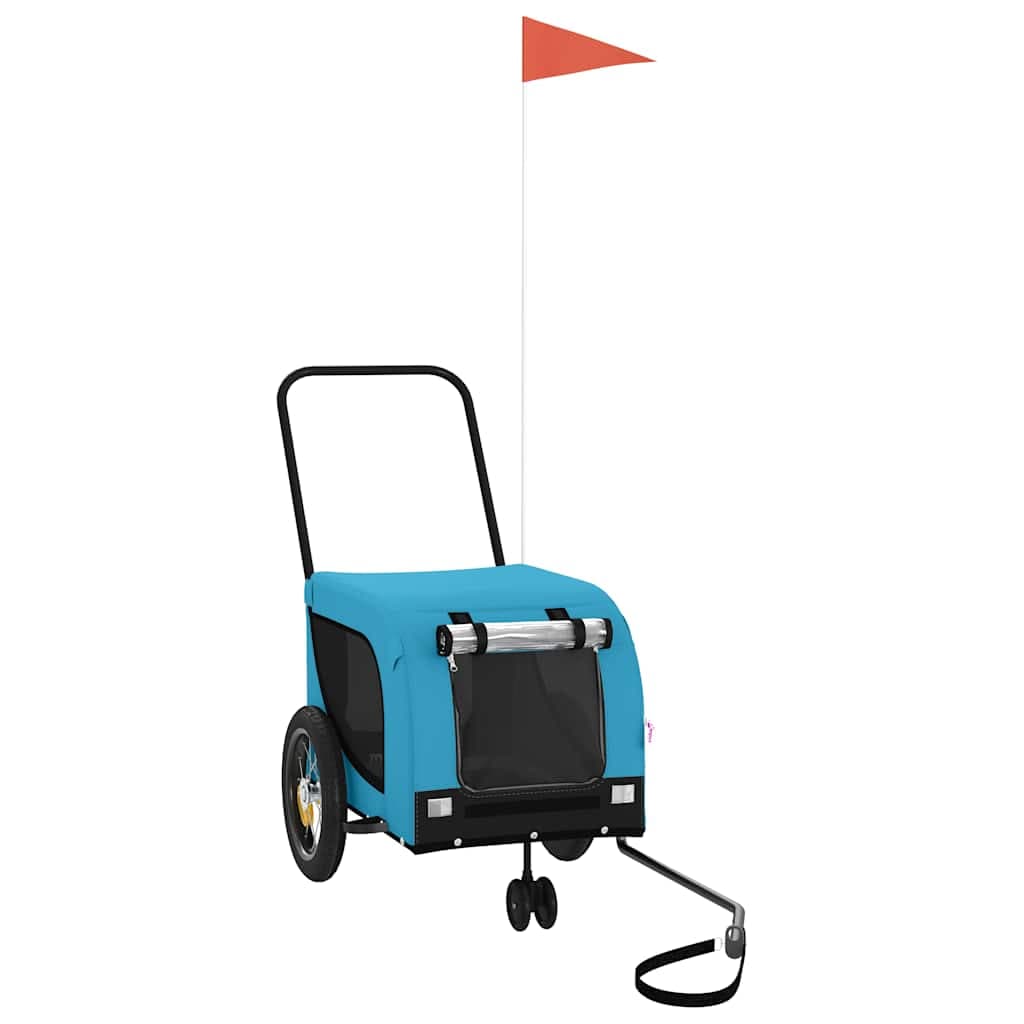 Rimorchio da Bici per Animali Blu e Nero Oxford e Ferro — miniatura 2 di 10