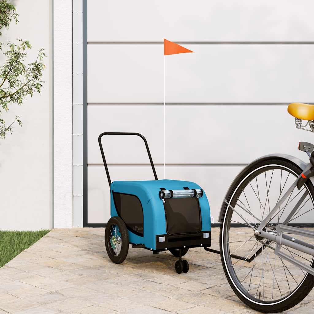 Rimorchio da Bici per Animali Blu e Nero Oxford e Ferro — miniatura 1 di 10
