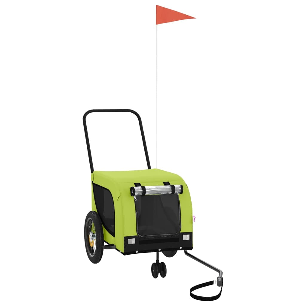 Rimorchio da Bici per Animali Verde e Nero Oxford e Ferro — miniatura 2 di 10
