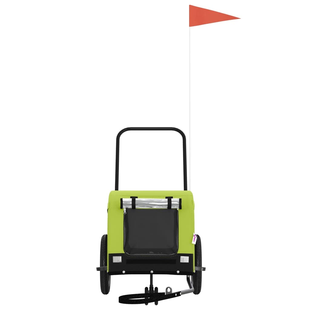 Rimorchio da Bici per Animali Verde e Nero Oxford e Ferro — miniatura 3 di 10