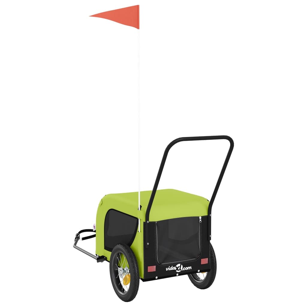Rimorchio da Bici per Animali Verde e Nero Oxford e Ferro — miniatura 6 di 10